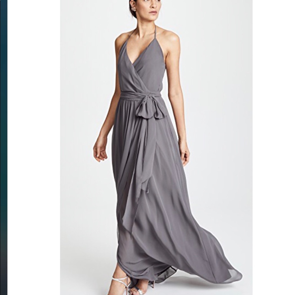 Joanna August Chiffon Wrap Bridesmaid Dress